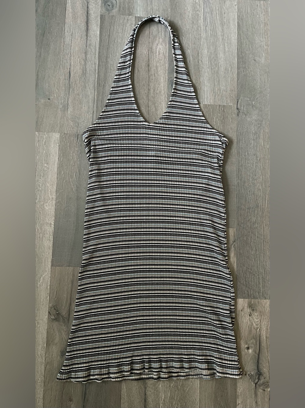 American Eagle Women's Striped Multicolor A-Line Midi Halter Dress - Size XL